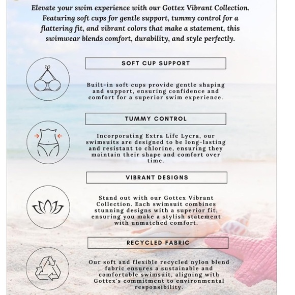 Profile by Gottex Fun Flair One Piece 8 blue Swimsuit Soft Cup Tummy Control - Picture 5 of 8